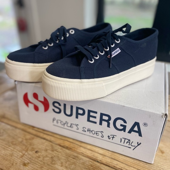 superga navy platform sneakers